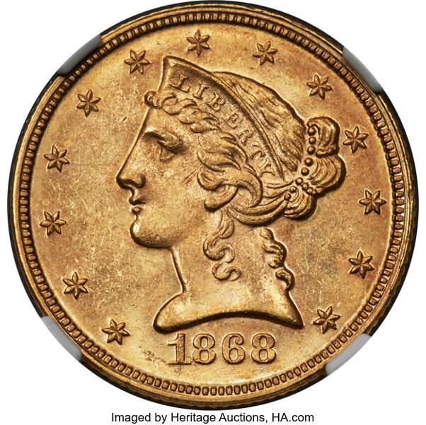 1868 $5  MS thumbnail 2