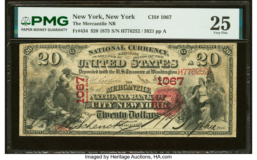 1875 $20  1st Charter Period, Scalloped Seal (Fr. 434) thumbnail 2