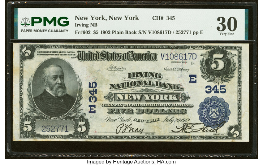 1902 $5  3rd Charter Period, 3rd Issue, Plain Back (Fr. 602) thumbnail 3