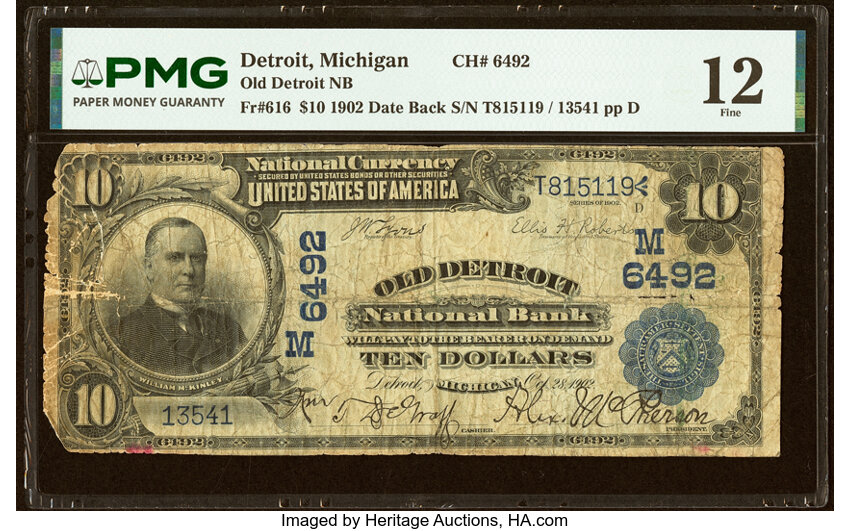 1902 $10  3rd Charter Period, 2nd Issue, Date Back (Fr. 616) thumbnail 4
