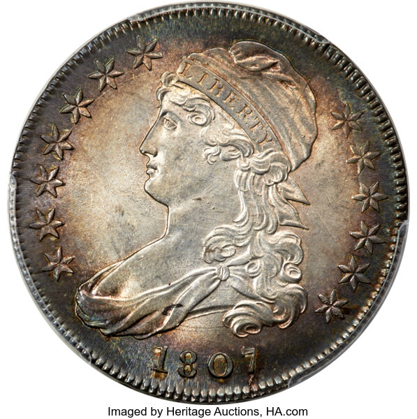 1807 50c Capped Bust, Large Stars, O-114 MS thumbnail 2