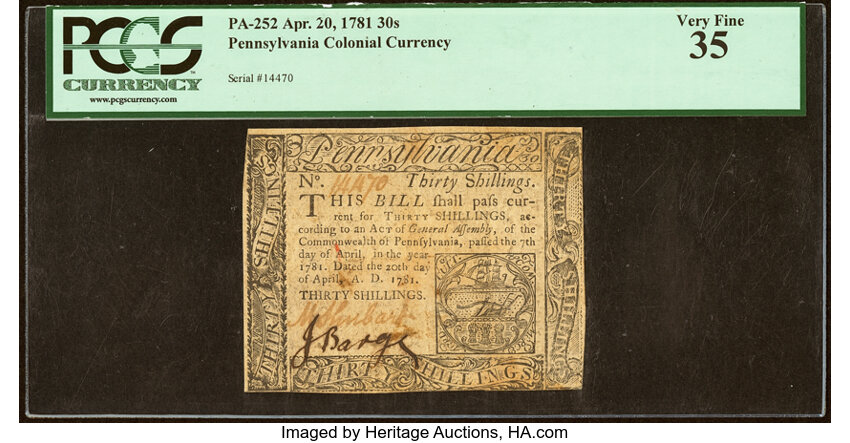 Apr 20, 1781 30s Pennsylvania (Fr. PA252) thumbnail 2