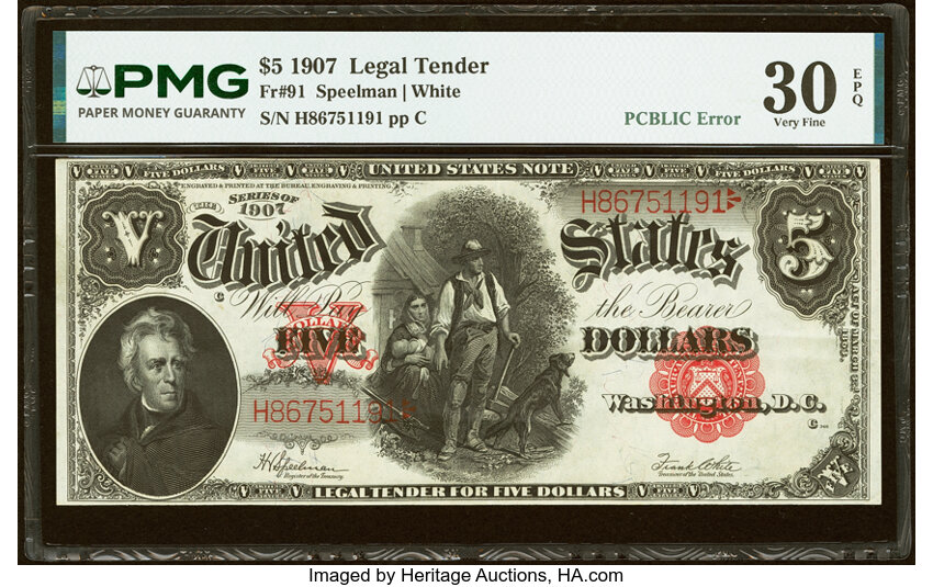 1907 $5  (Fr. 91) thumbnail 6