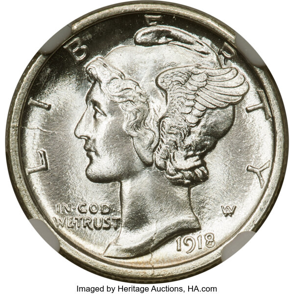 1918-S 10c MS thumbnail 3
