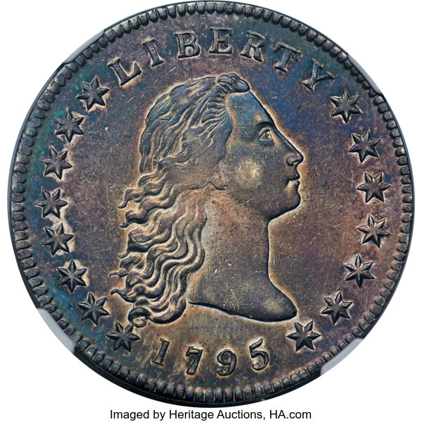 1795 $1  Flowing Hair, 3 Leaves, B-7, BB-18 MS thumbnail 3