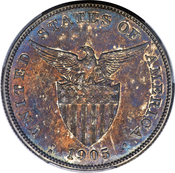 1905-S Peso U.S. Philippines, Straight Serif, Allen 16.06a, FS-301 MS thumbnail 9