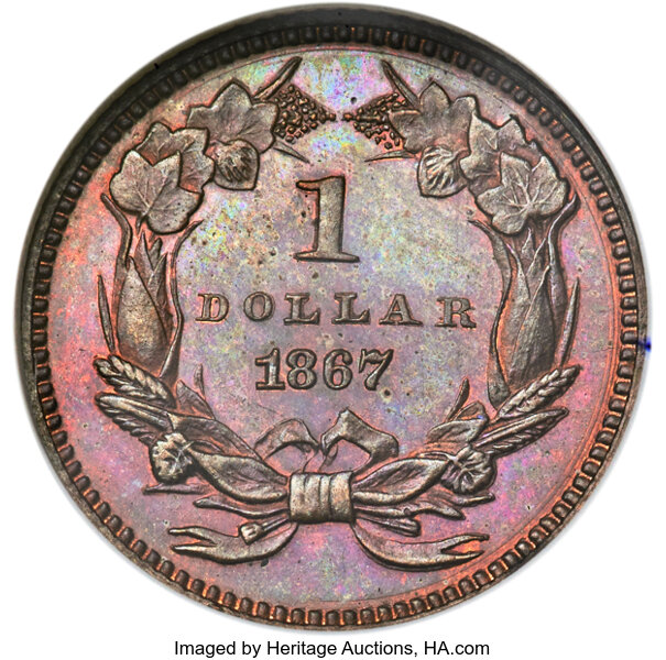 1867 PG$1 Copper, J-594 PR BN thumbnail 2