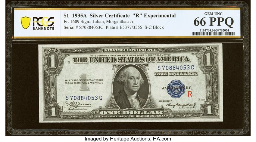 1935A $1  R Experimental (Fr. 1609) thumbnail 3