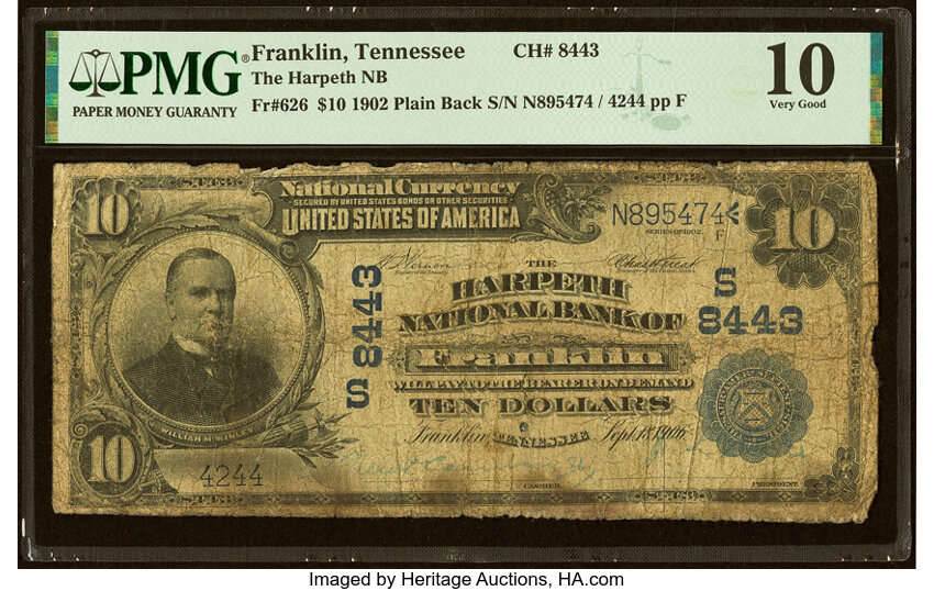 1902 $10  3rd Charter Period, 3rd Issue, Plain Back (Fr. 626) thumbnail 2