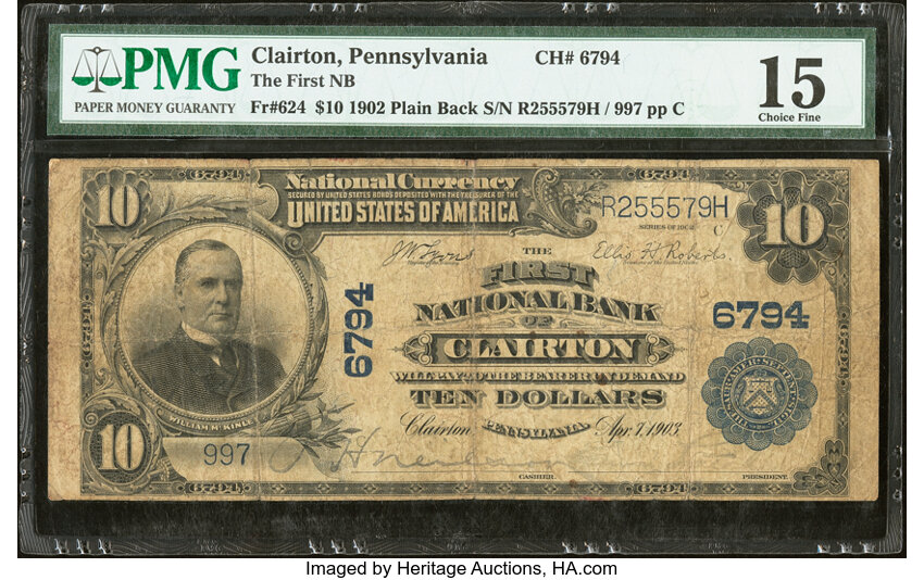1902 $10  3rd Charter Period, 3rd Issue, Plain Back (Fr. 624) thumbnail 13