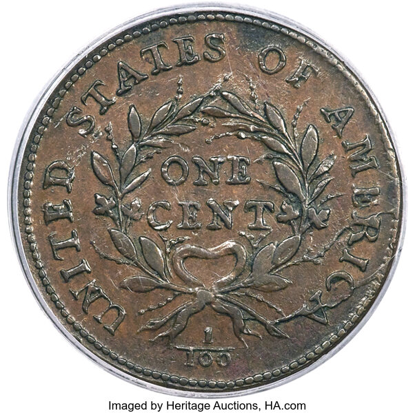 1793 1c Wreath, Vine/Bars, S-9  MS BN thumbnail 13