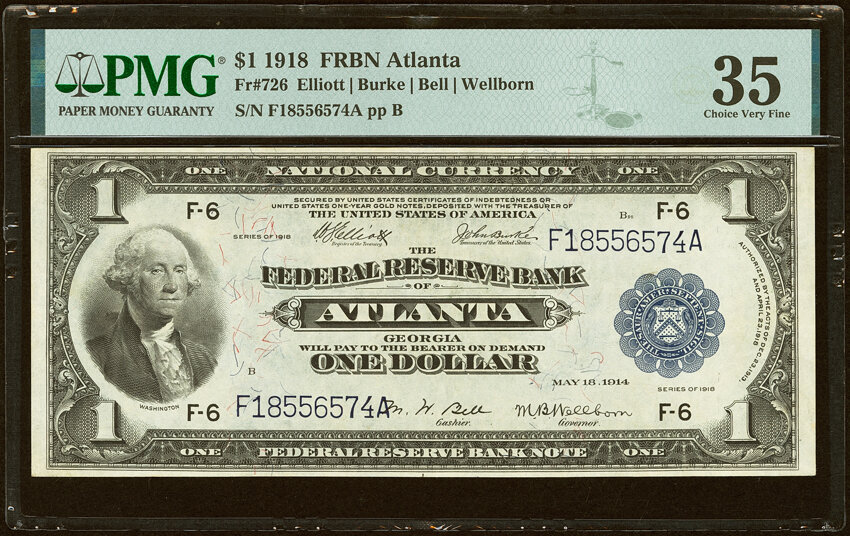 1918 $1  Atlanta (Fr. 726) thumbnail 2