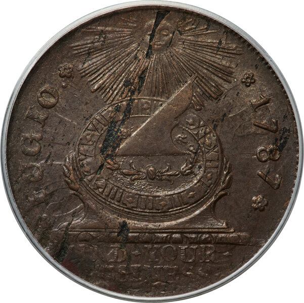 1787 Fugio 1c 4 Cinquefoils, STATES UNITED, Newman 13-X MS BN thumbnail 5