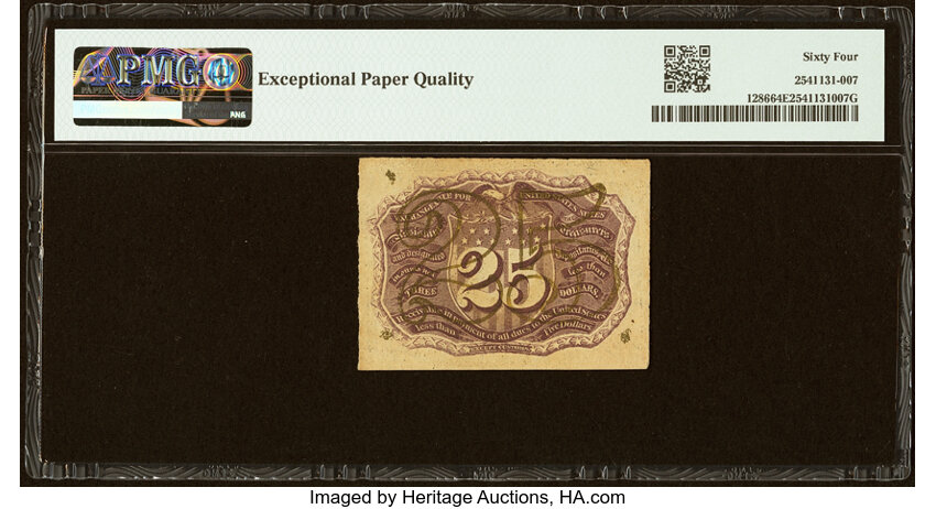  25c Head of George Washington in Bronze Oval Frame (Fr. 1286) thumbnail 10