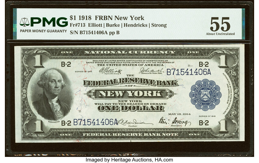 1918 $1  New York (Fr. 713) thumbnail 4