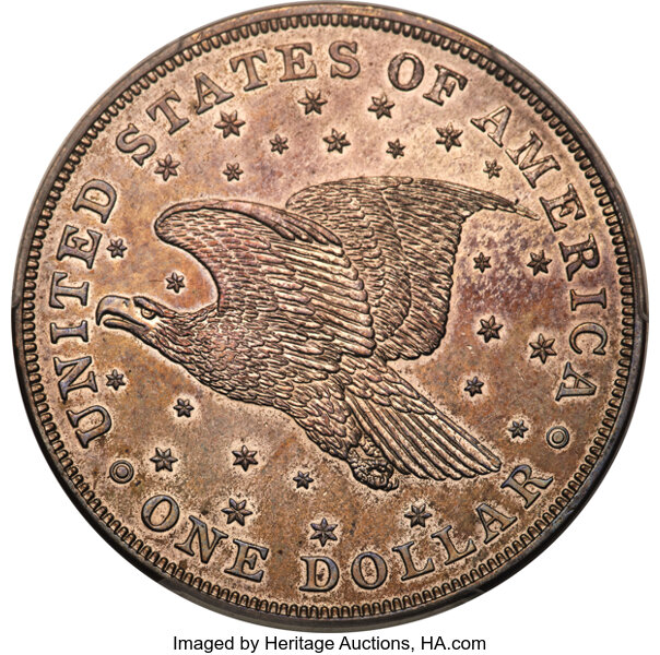 1836 $1  Gobrecht, No Stars Obverse, Original, Alignment I, Plain Edge, J-60 PR62 CAC thumbnail 2