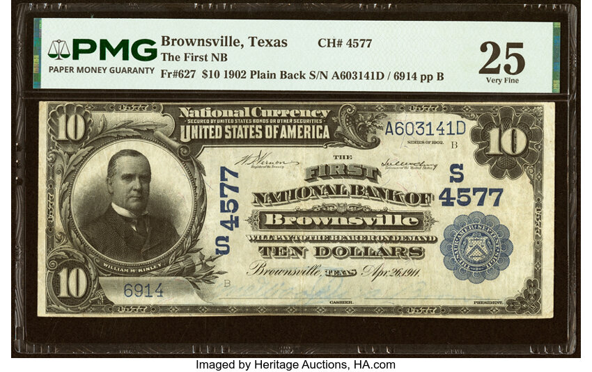 1902 $10  3rd Charter Period, 3rd Issue, Plain Back (Fr. 627) thumbnail 4