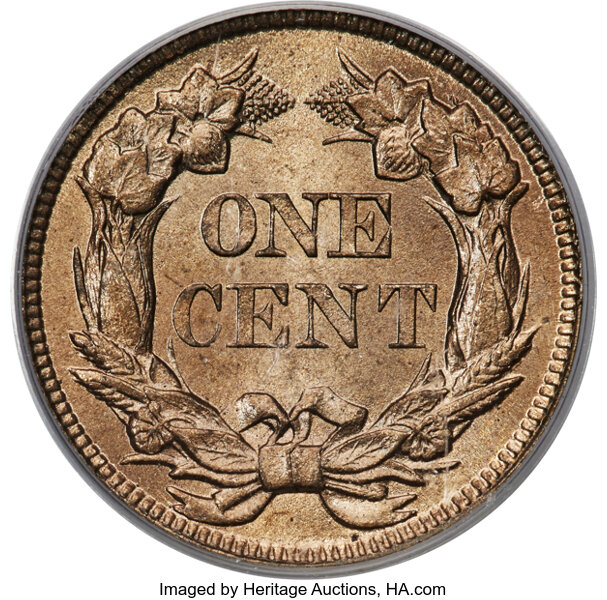 1858 1c Large Letters MS67 CAC thumbnail 2
