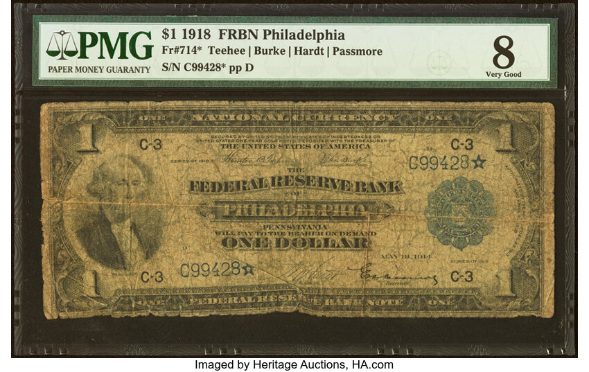 Image for 1918 $1  Philadelphia, Star Replacement (Fr. 714*)