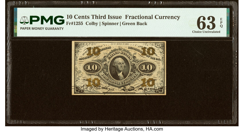  10c Head of George Washington (Fr. 1255) thumbnail 2