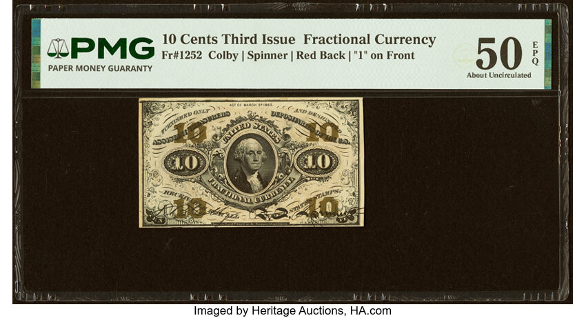  10c Head of George Washington (Fr. 1252) thumbnail 3