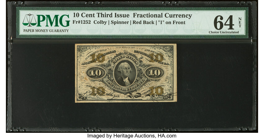  10c Head of George Washington (Fr. 1252) thumbnail 2