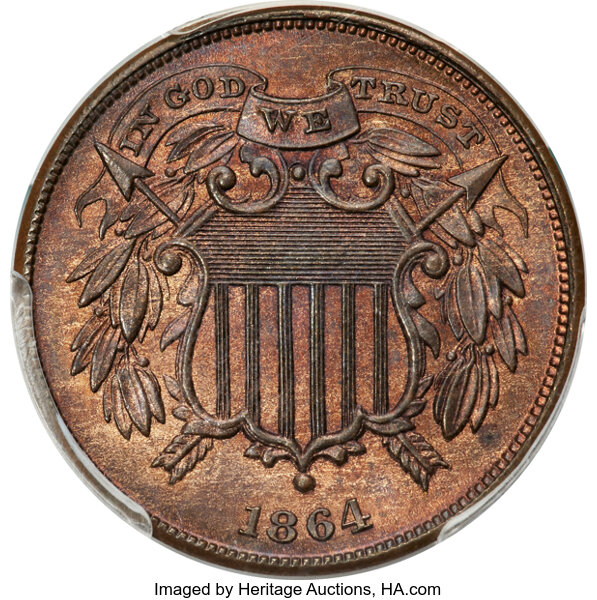 1864 2c Small Motto, FS-401 MS RB thumbnail 3