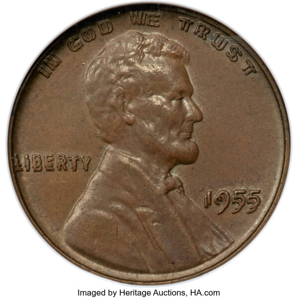 1955 1c Doubled Die Obverse, FS-101 MS BN thumbnail 5