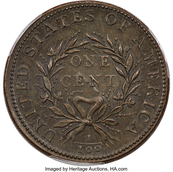 1793 1c Wreath, Vine/Bars, S-8  MS BN thumbnail 9