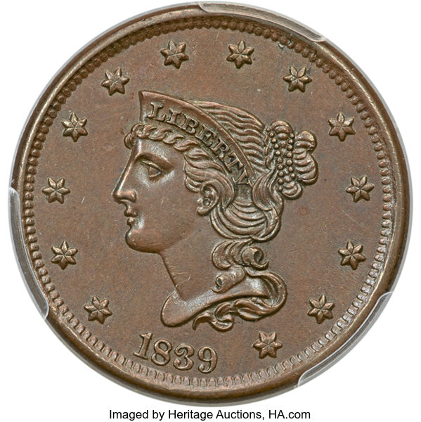 1839 1c Type of 1840, N-8 MS BN thumbnail 2