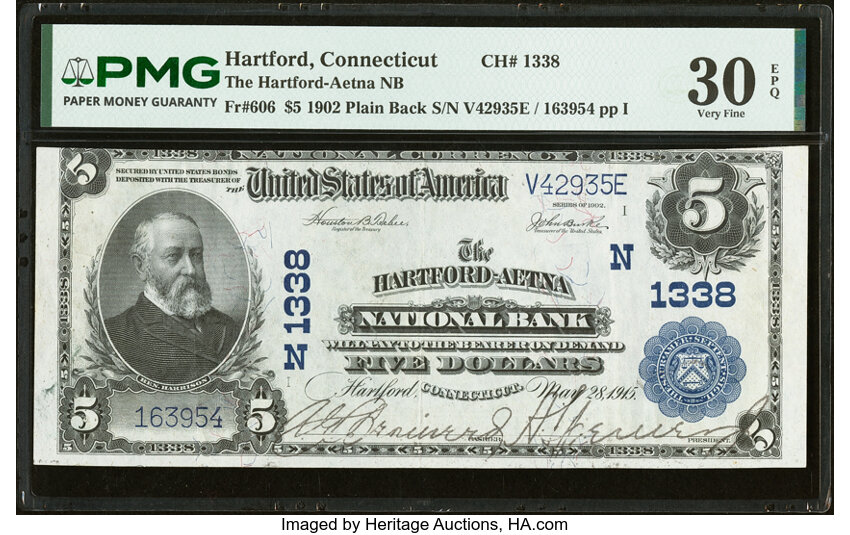 1902 $5  3rd Charter Period, 3rd Issue, Plain Back (Fr. 606) thumbnail 3