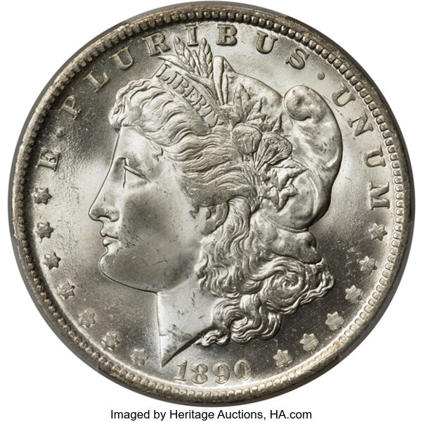 1890-O $1  Die Break AMERICA, VAM-4C MS thumbnail 3