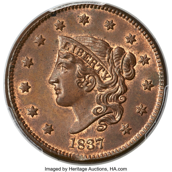 1837 1c Medium Letters, N-3 MS RB thumbnail 2