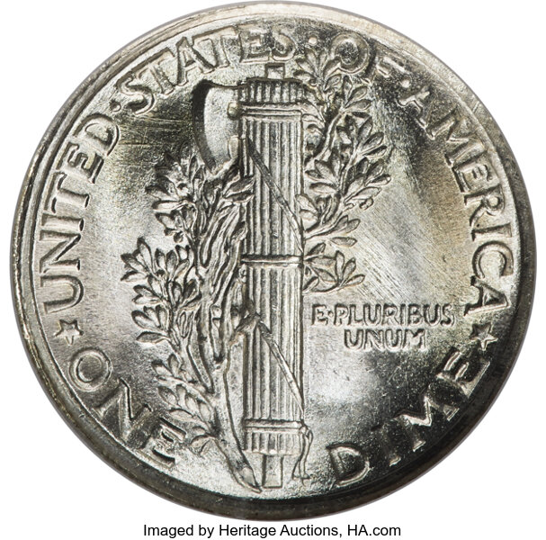1916 10c Mercury MS FB MS68 FB thumbnail 2