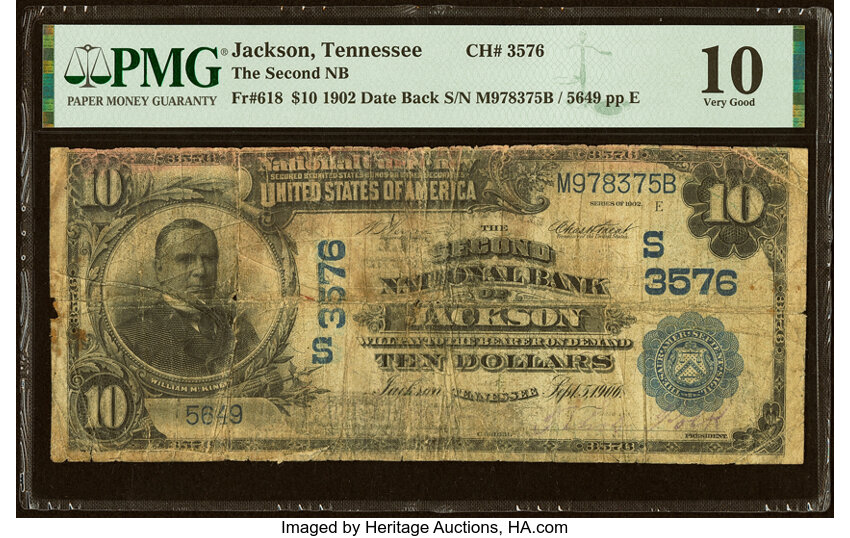 1902 $10  3rd Charter Period, 2nd Issue, Date Back (Fr. 618) thumbnail 3