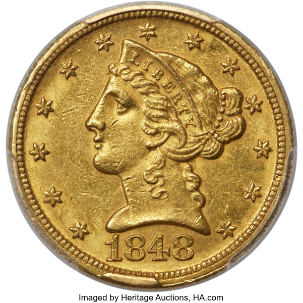 1848-D/D $5  MS thumbnail 2