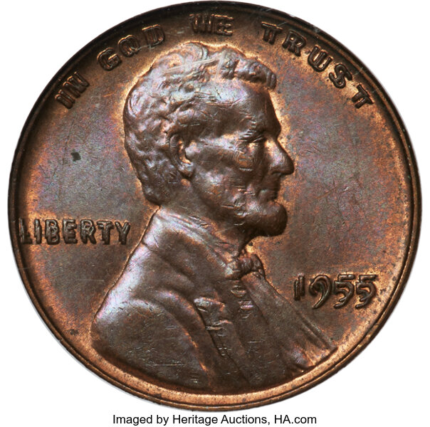 1955 1c Doubled Die Obverse, FS-101 MS BN thumbnail 6