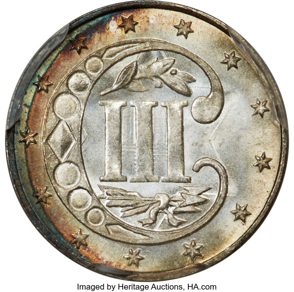 3-Cent Silver 3cS Type 3, 1859-1872 [Type] MS68 thumbnail 2