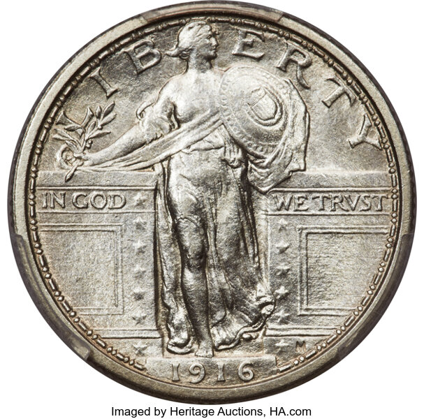 1916 25c Standing Liberty MS FH thumbnail 3