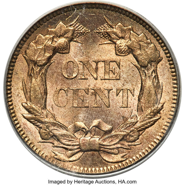 1858 1c Large Letters MS67 CAC thumbnail 4