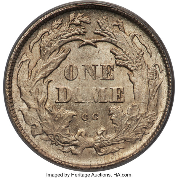 1875-CC 10c Mintmark Above Bow AU55 thumbnail 17