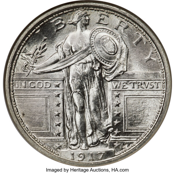 1917-D 25c Type 1 MS FH thumbnail 2