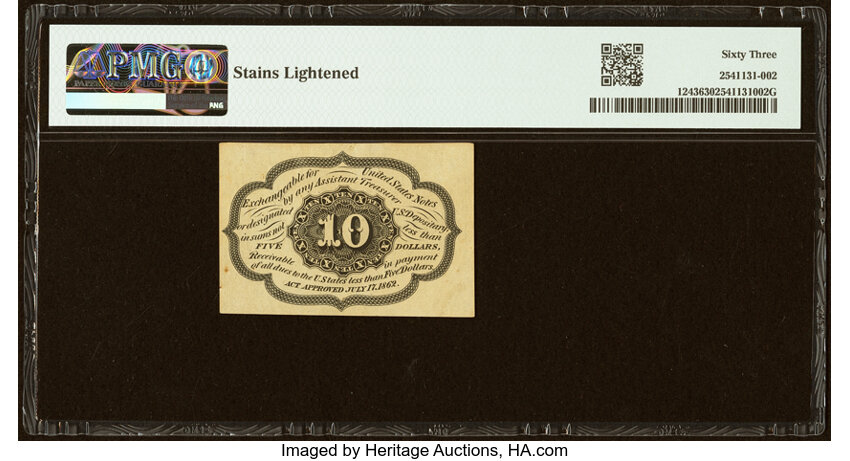  10c Washington Postage Stamp Obverse (Fr. 1243) thumbnail 6