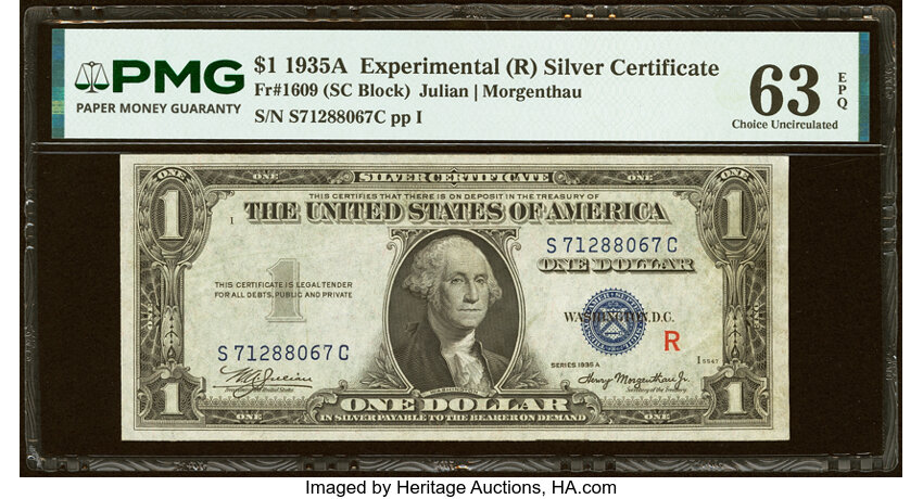 1935A $1  R Experimental (Fr. 1609) thumbnail 2