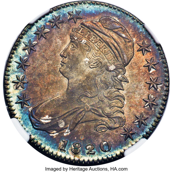 1820 50c Curl Base 2, Small Date, O-103 MS thumbnail 3