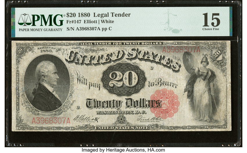 1880 $20  Mule (Fr. 147m) thumbnail 2