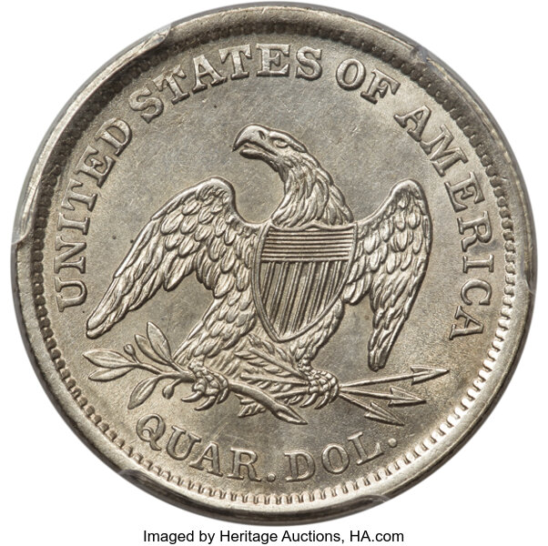 1838 25c No Drapery MS62 thumbnail 2