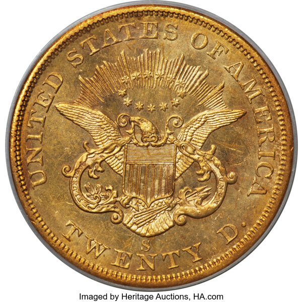 1857-S $20  Broken A MS thumbnail 4
