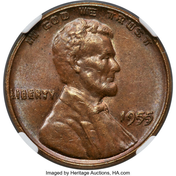 1955 1c Doubled Die Obverse, FS-101 MS BN thumbnail 7