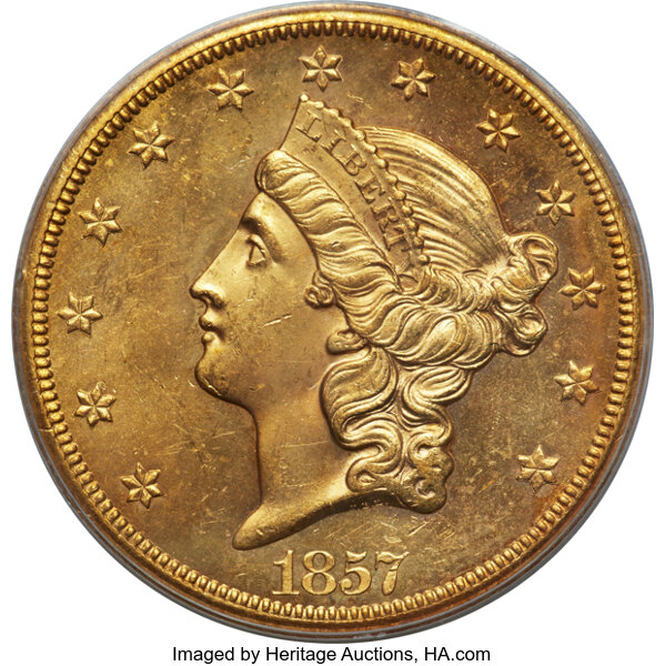 1857-S $20  Broken A MS thumbnail 2